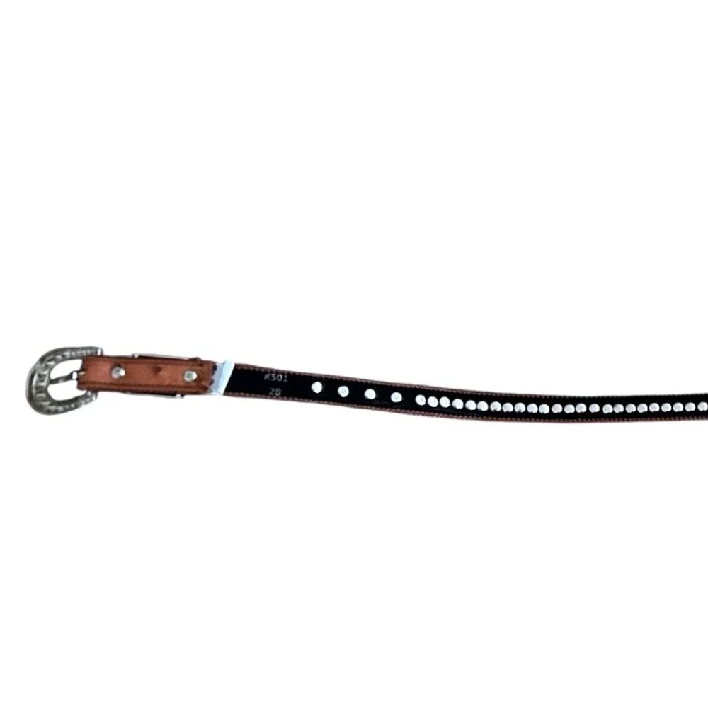 Kids Rhinestone Western Cowgirl Belt Sparkly Bling Brown Size 28